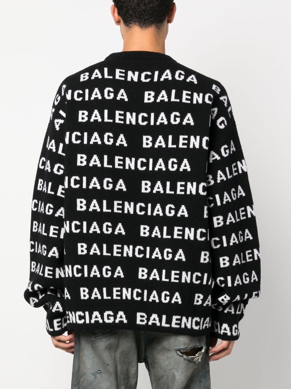 Balenciaga Wool Blend Logo Sweater Black