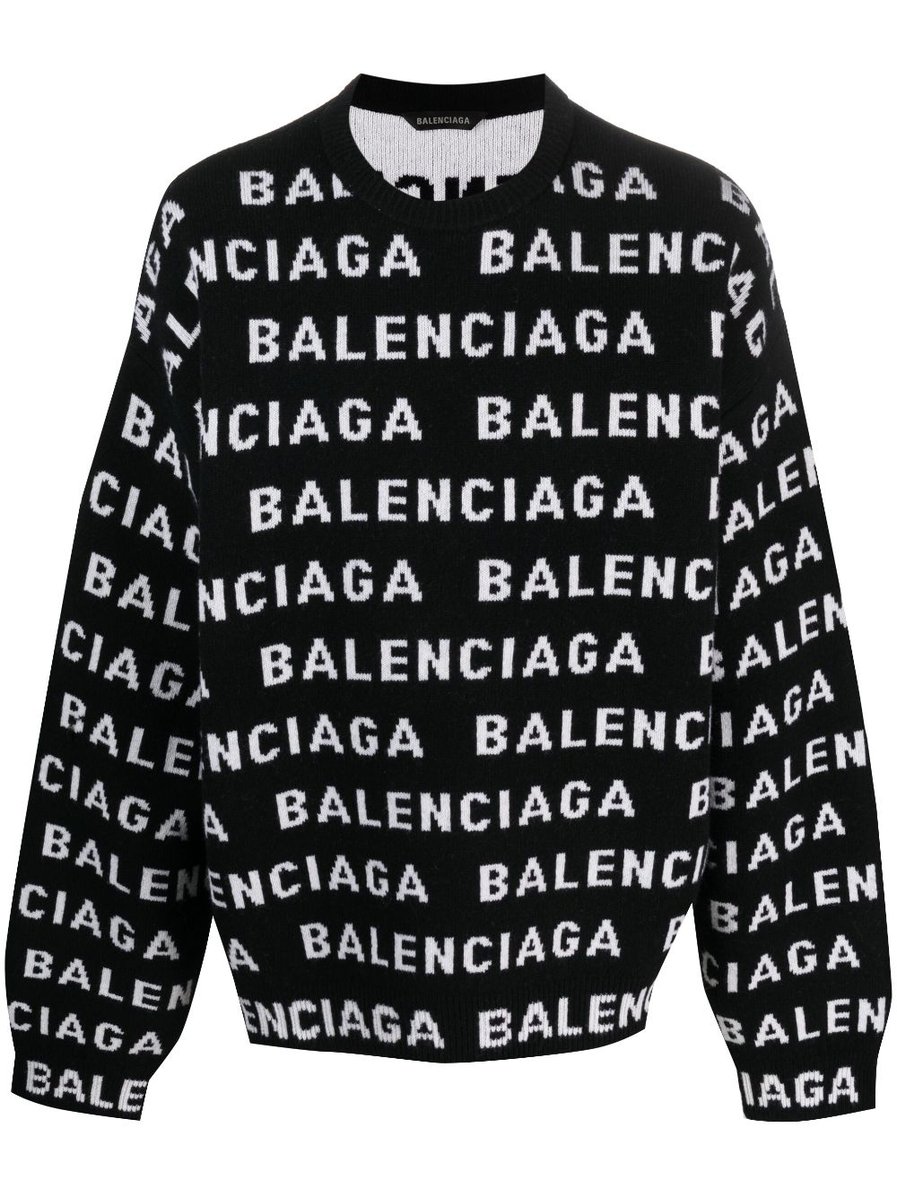 Balenciaga Wool Blend Logo Sweater Black