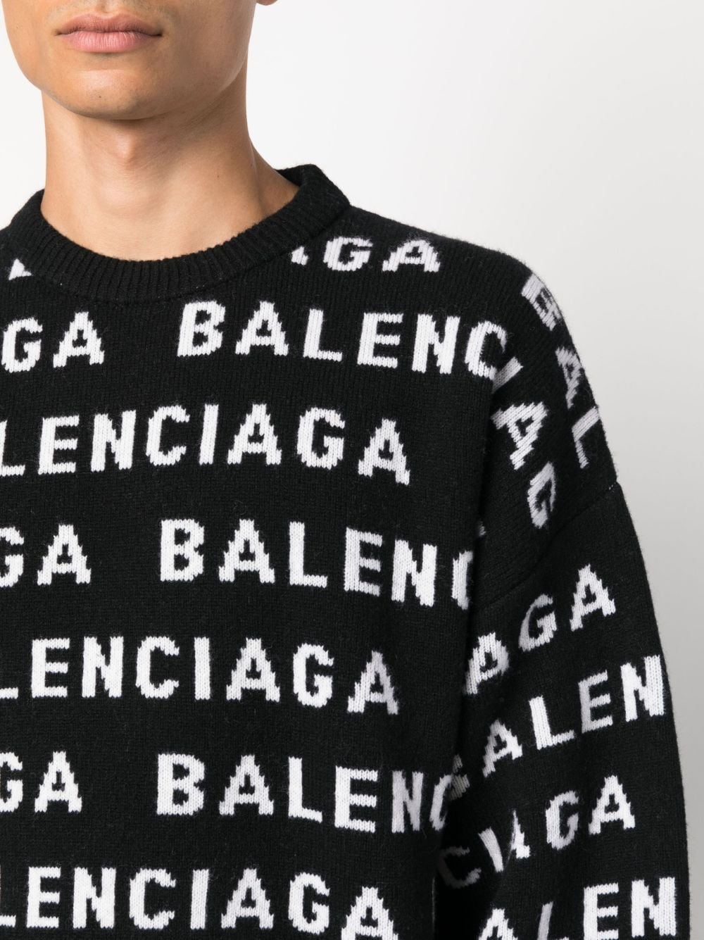 Balenciaga Wool Blend Logo Sweater Black