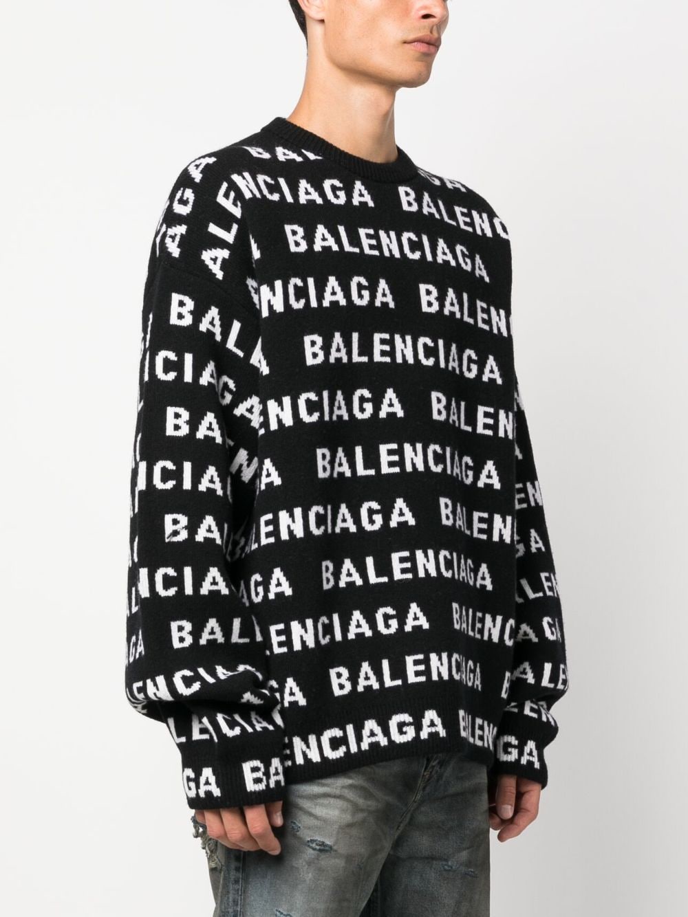 Balenciaga Wool Blend Logo Sweater Black