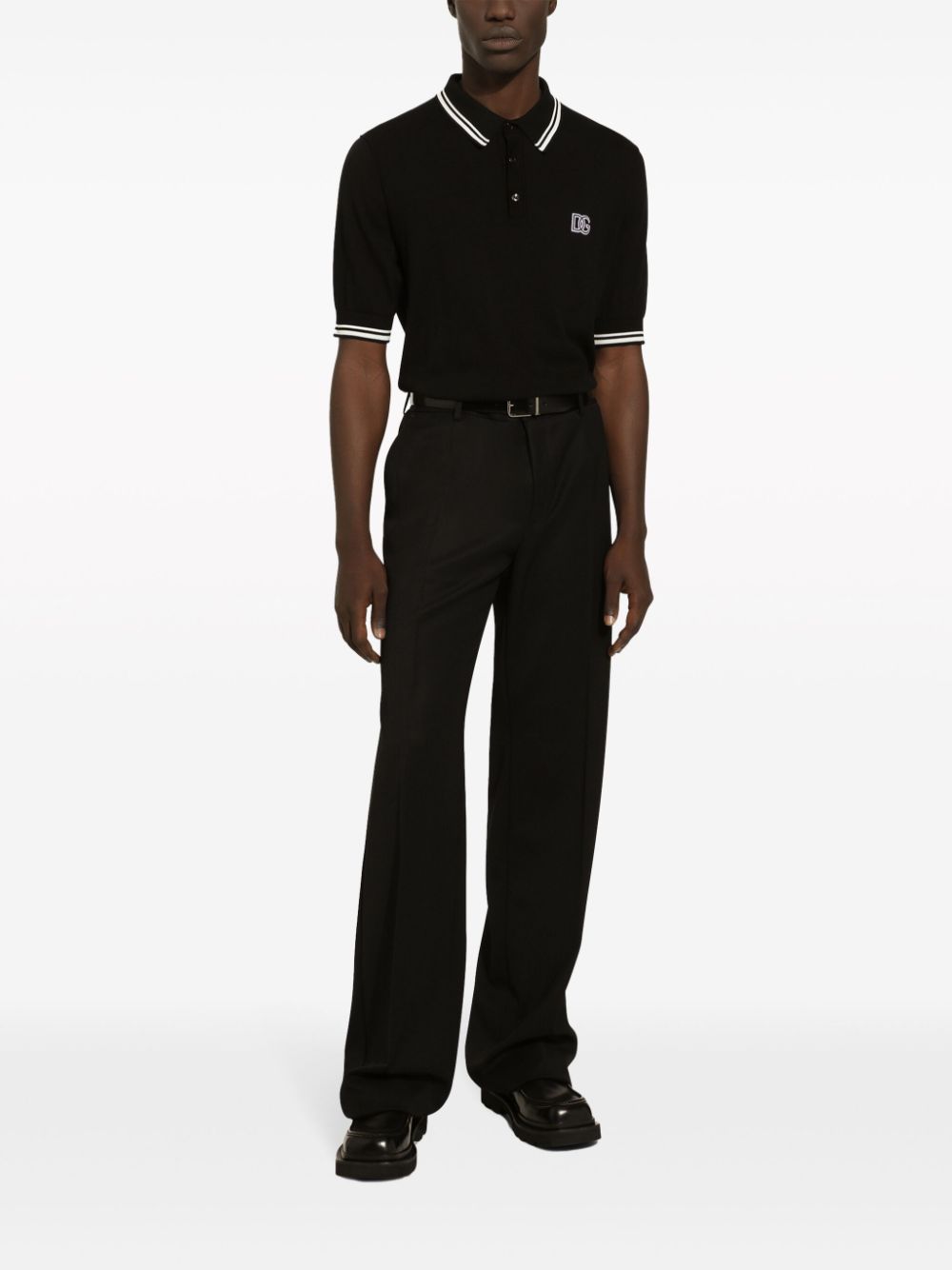 Dolce & Gabbana Cotton Blend Polo Shirt Black