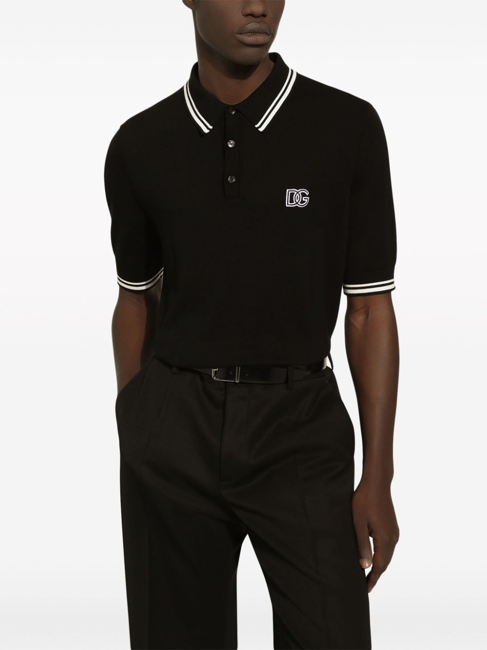 Dolce & Gabbana Cotton Blend Polo Shirt Black