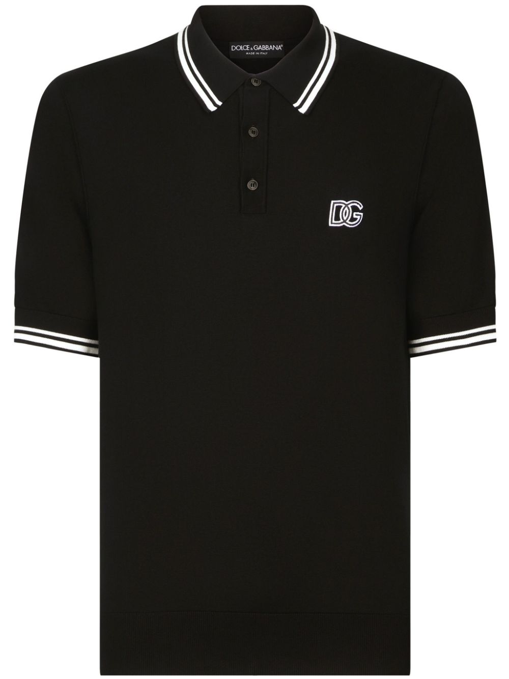 Dolce & Gabbana Cotton Blend Polo Shirt Black