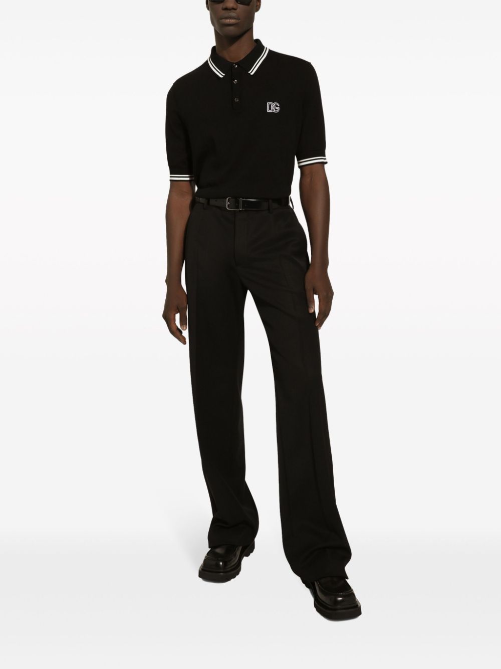 Dolce & Gabbana Cotton Blend Polo Shirt Black