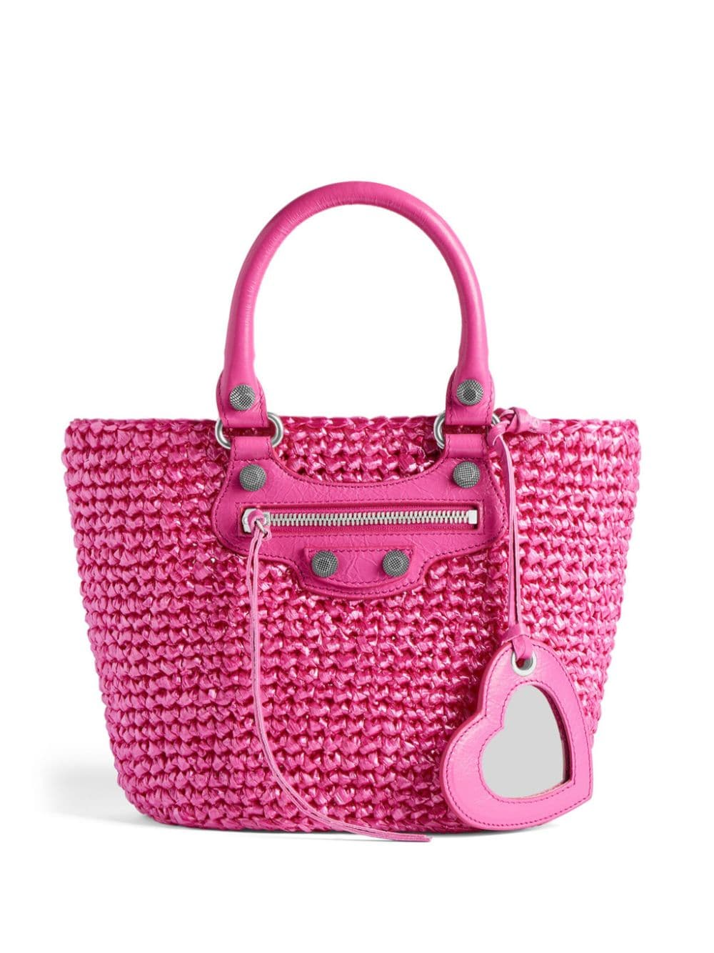 Balenciaga Le Cagole Small Raffia Tote Bag Pink