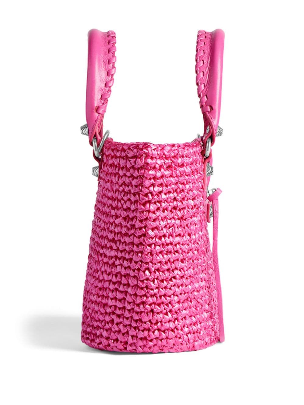 Balenciaga Le Cagole Small Raffia Tote Bag Pink