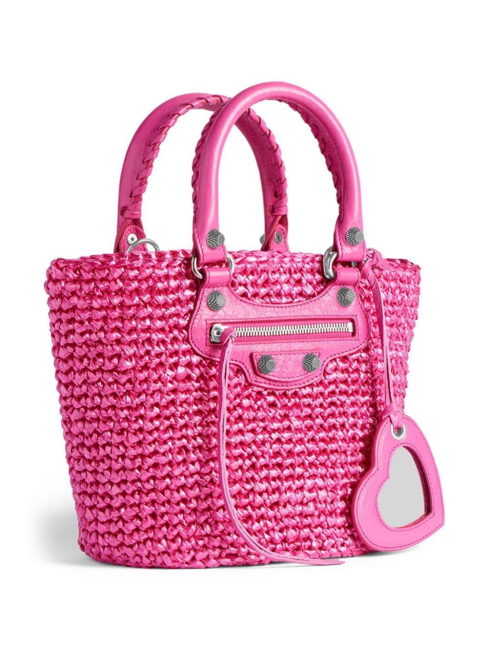 Balenciaga Le Cagole Small Raffia Tote Bag Pink