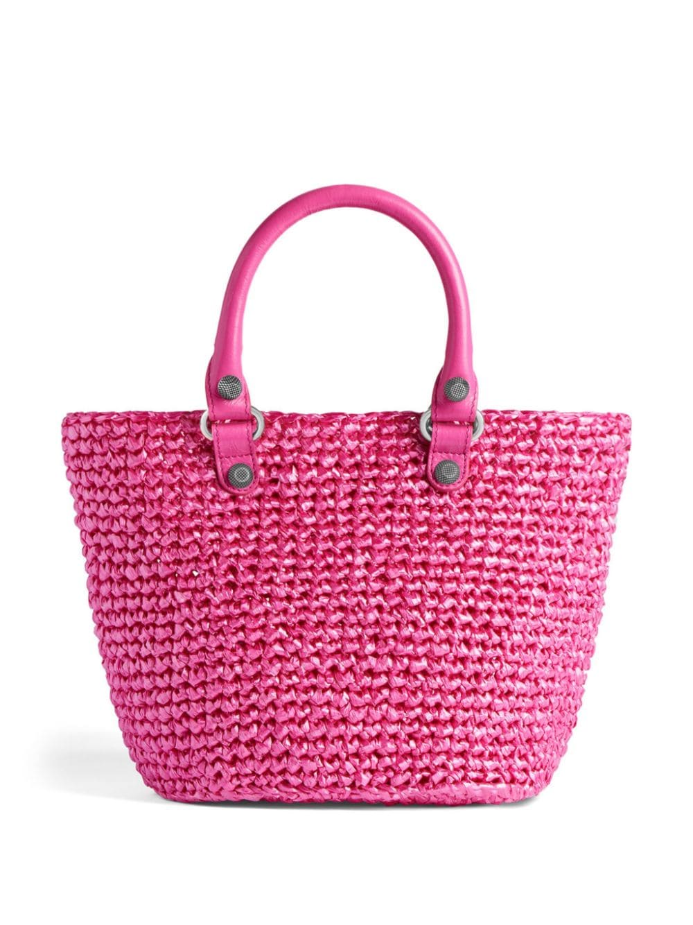 Balenciaga Le Cagole Small Raffia Tote Bag Pink