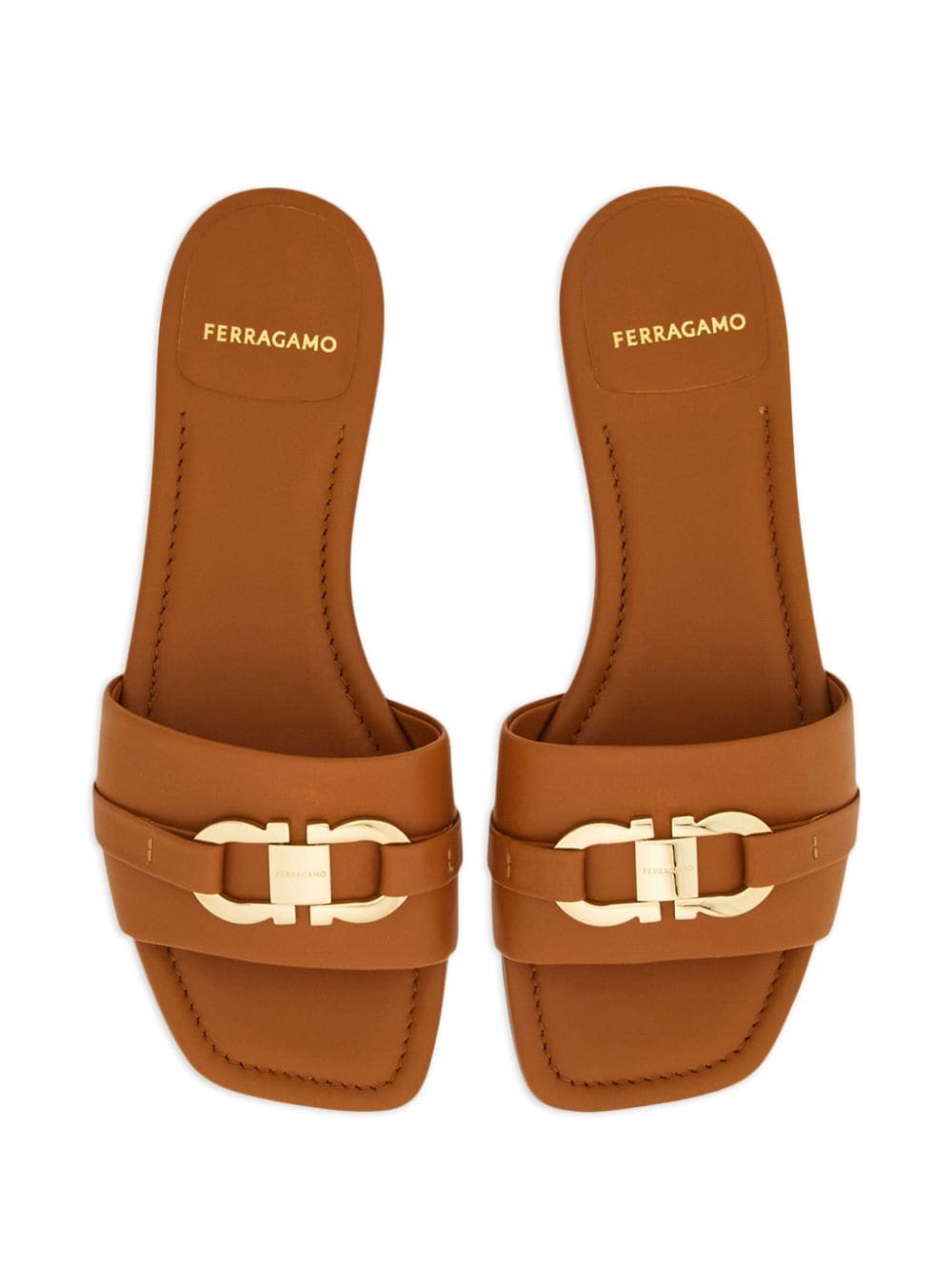 Ferragamo Slide Sandals In Brown