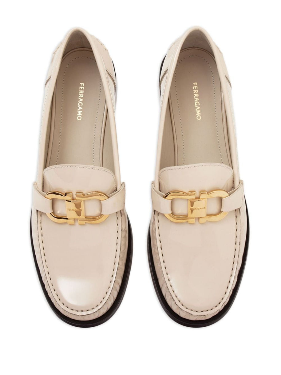 Ferragamo Gancini Patent Leather Loafers
