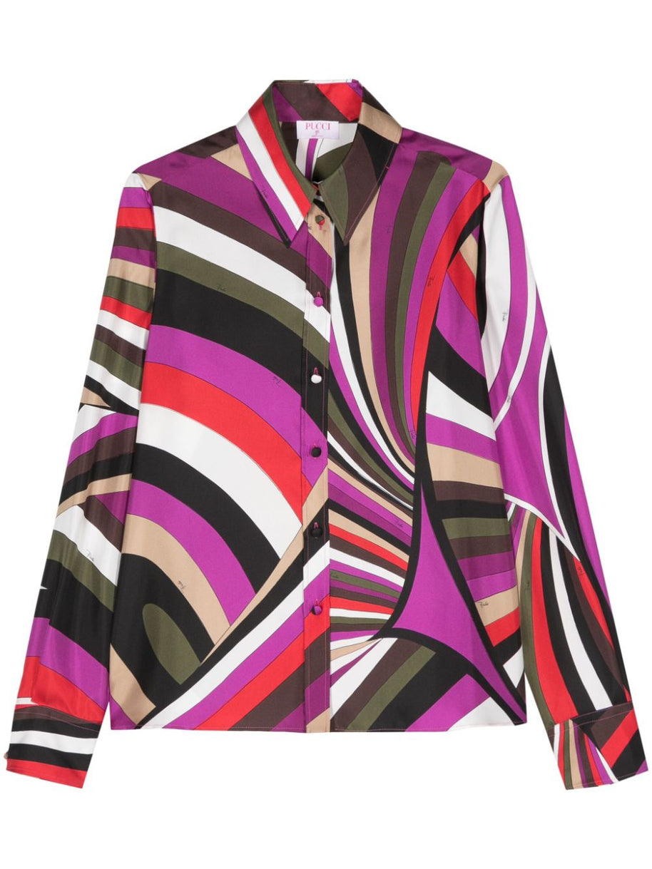 Pucci Printed Silk Shirt Fuchsia