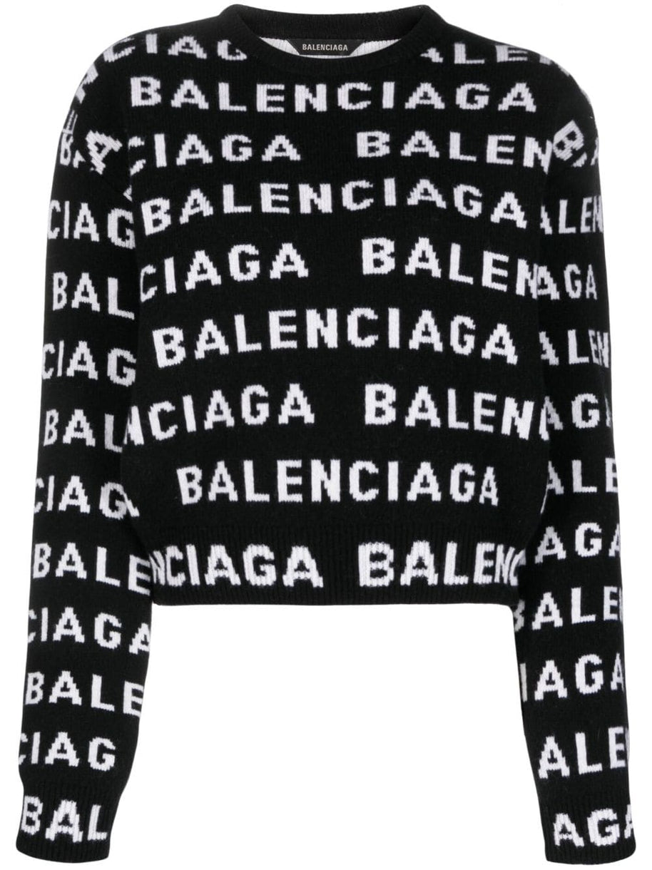 Balenciaga Logo Sweaters In Black