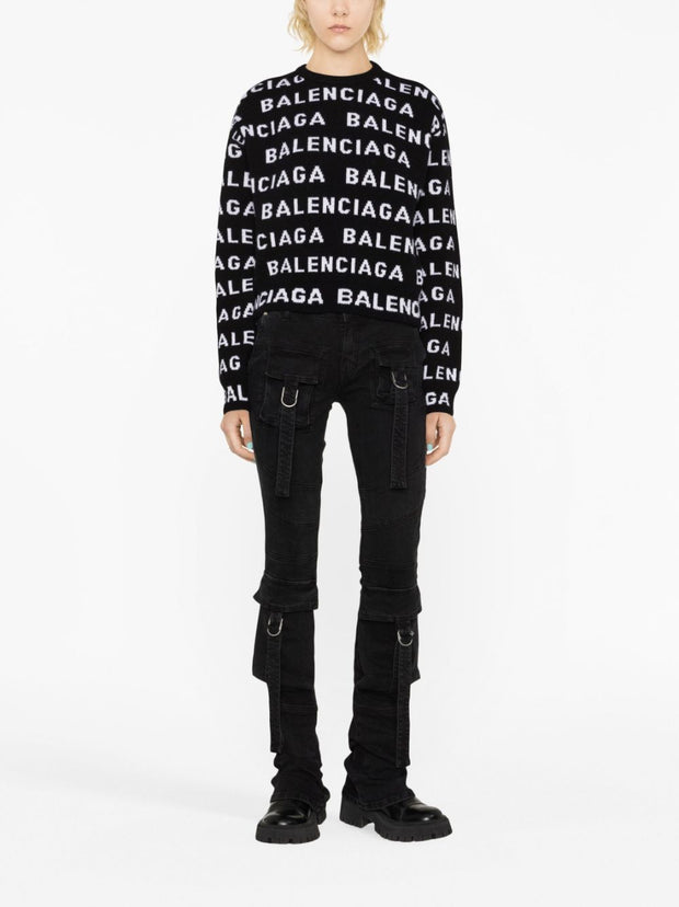 Balenciaga Logo Sweaters In Black
