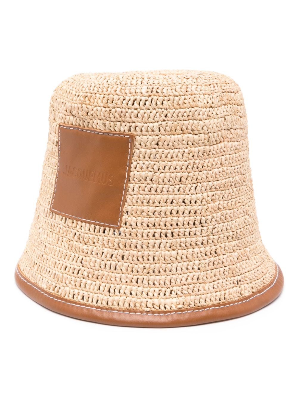 JACQUEMUS Raffia Hat Leather Brown