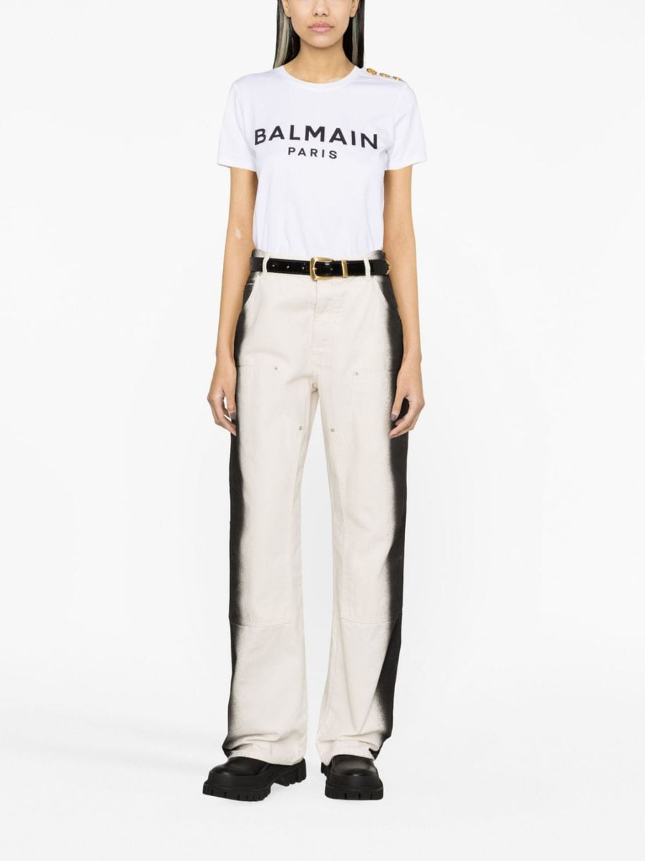 Balmain Buton Embellished T-shirt In White