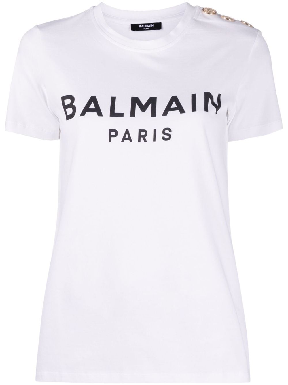 Balmain Buton Embellished T-shirt White