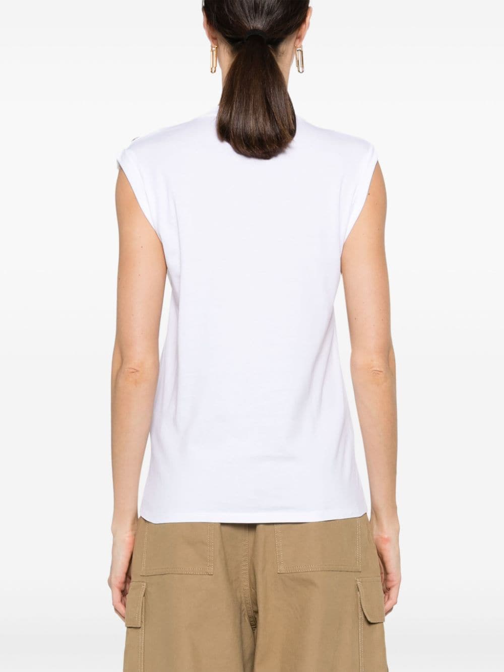 Balmain Button Embellished T-shirt White