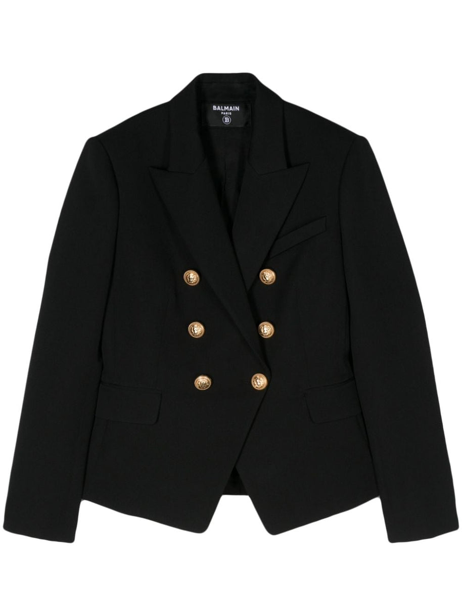 Balmain  Wool Double-breasted Jacket - Black