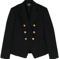 Balmain  Wool Double-breasted Jacket - Black