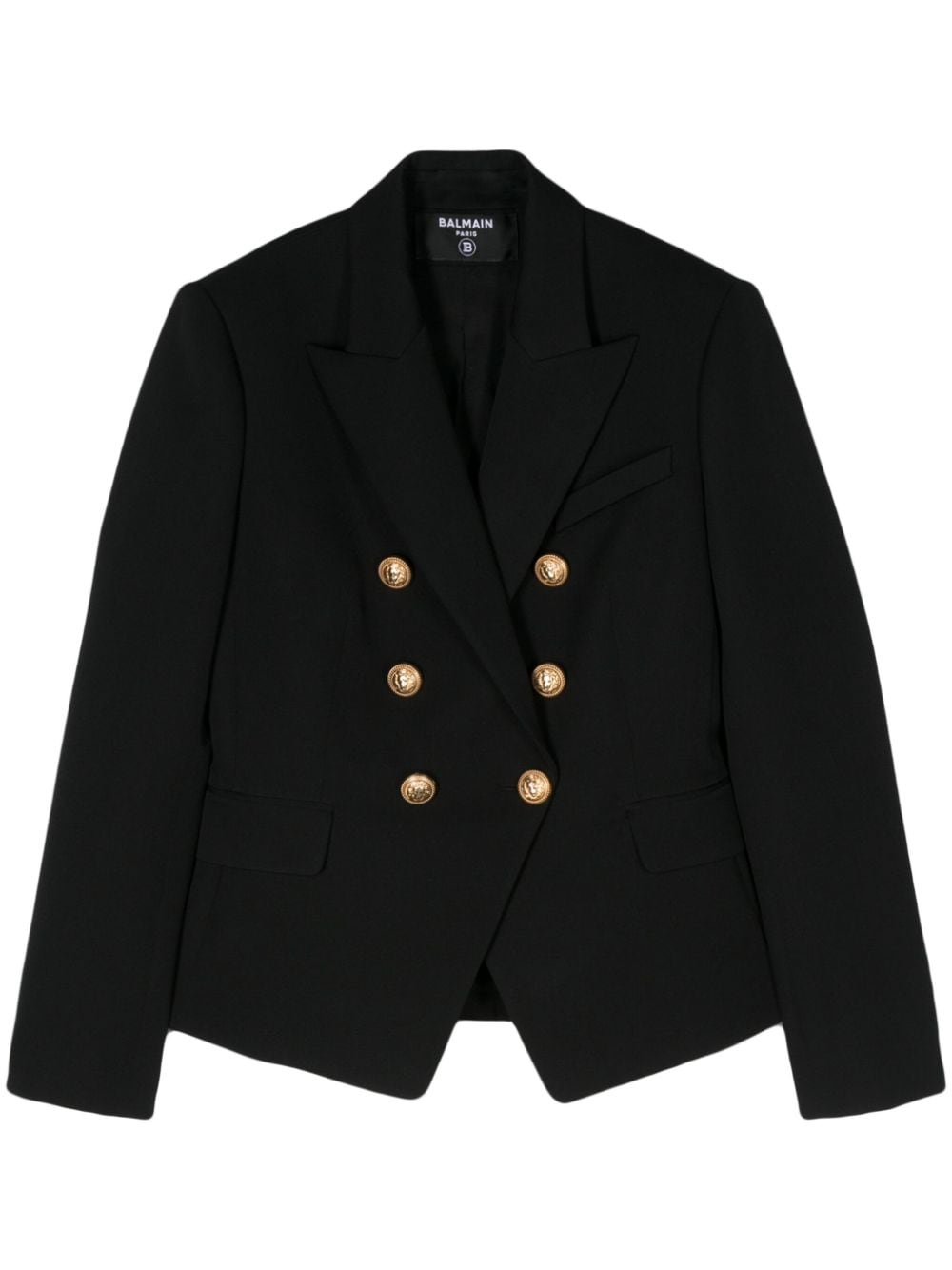 Balmain  Wool Double-breasted Jacket - Black