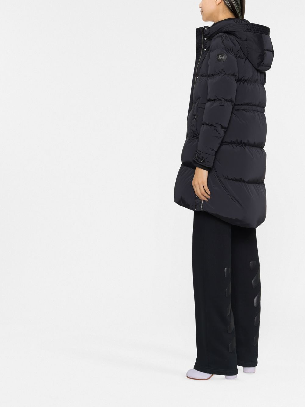 Woolrich Black Hooded Puffer Coat