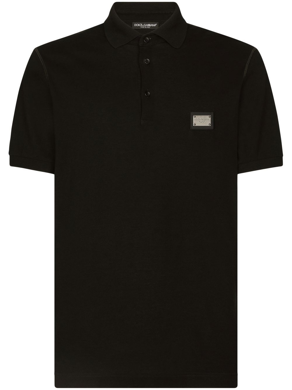 Dolce & Gabbana Black Cotton Polo Shirt