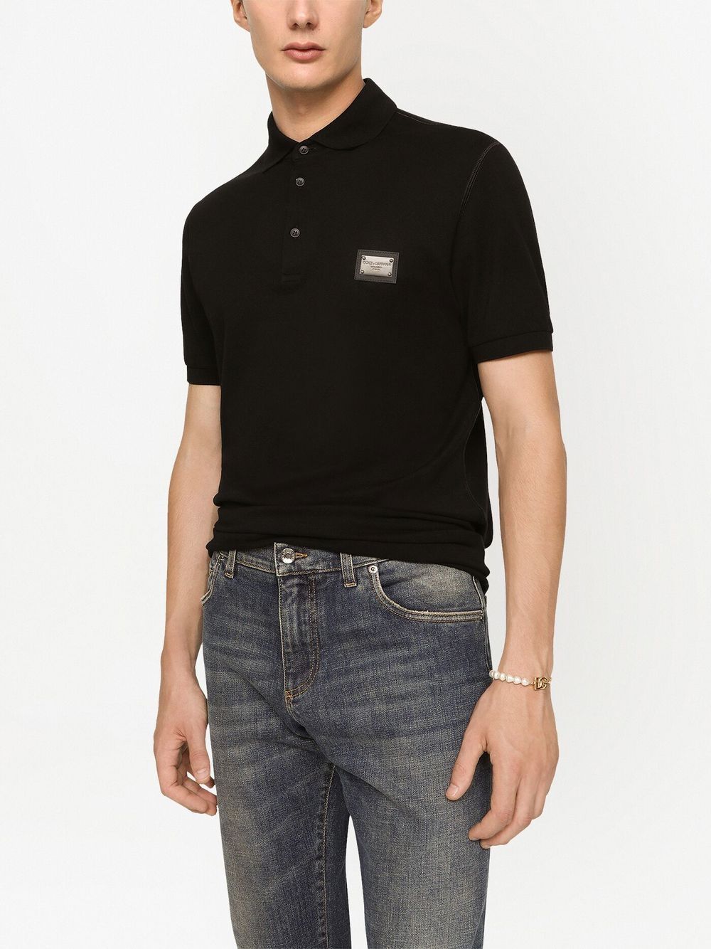 Dolce & Gabbana Black Cotton Polo Shirt