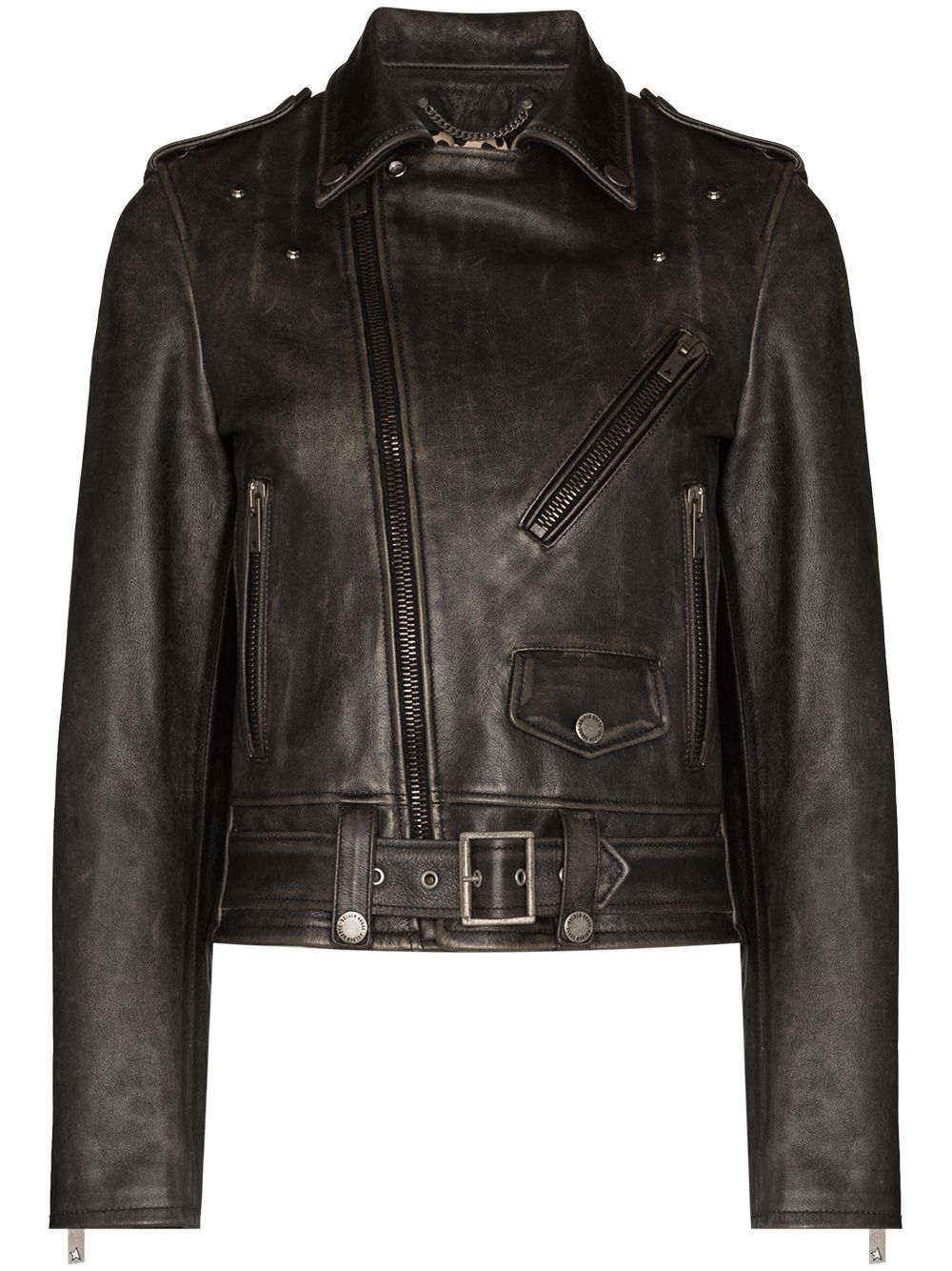 Golden Goose Leather Jacket In Black