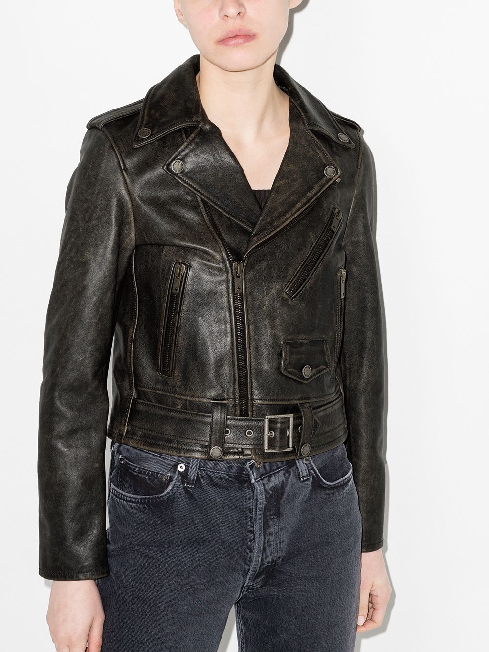 Golden Goose Leather Jacket In Black