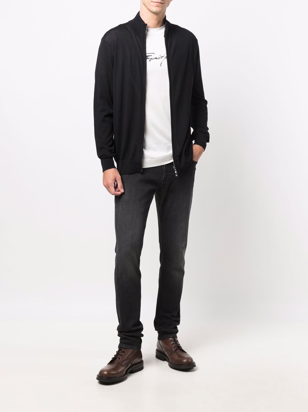 Emporio Armani Wool Full Zip Cardigan