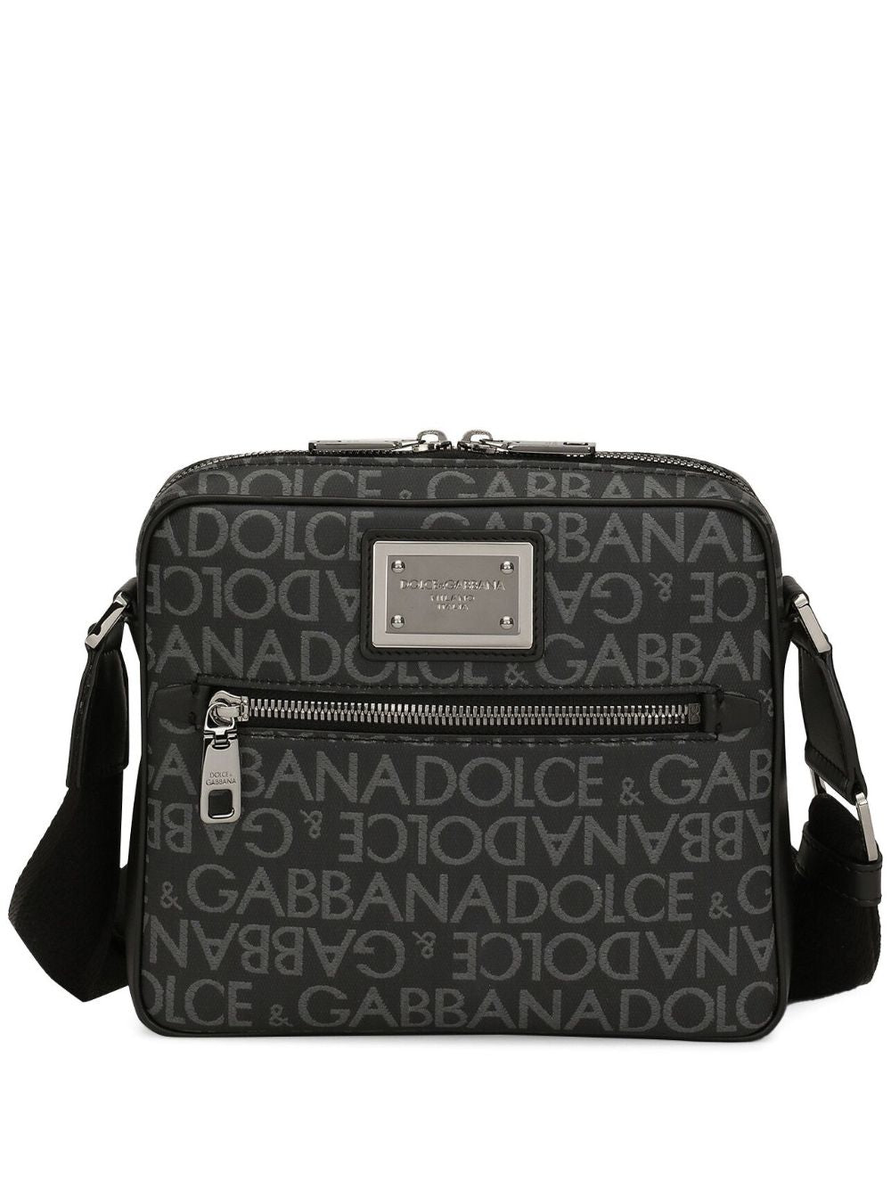 Dolce & Gabbana Jacquard Logo Shoulder Bag Black