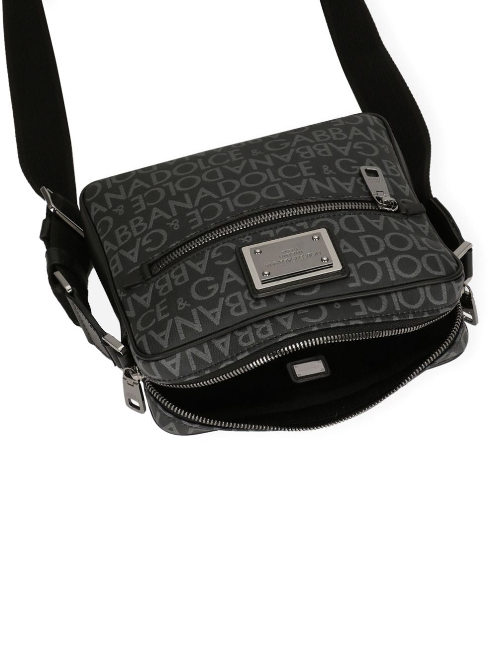 Dolce & Gabbana Jacquard Logo Shoulder Bag Black