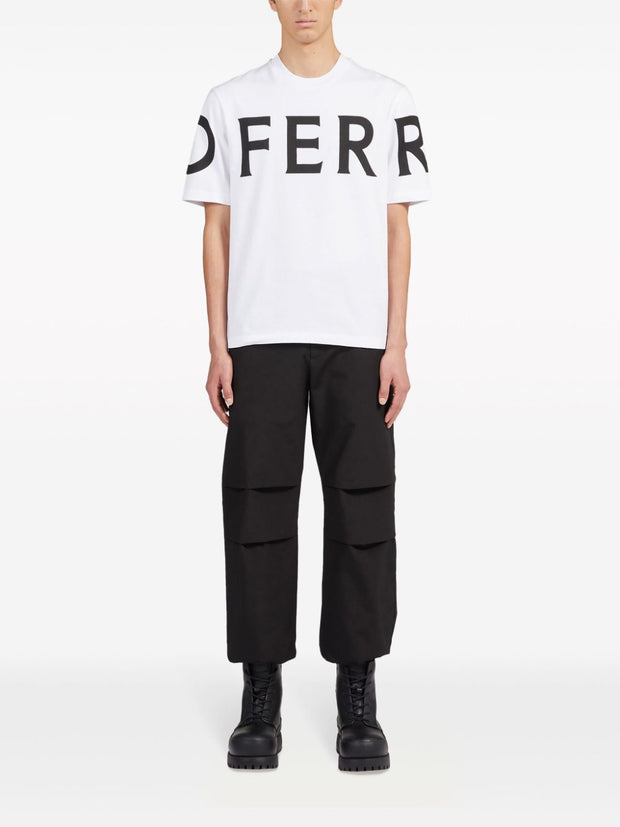 Ferragamo Logo Print T-shirt In White