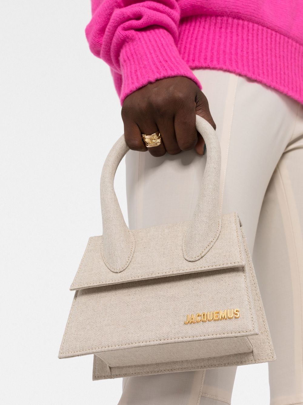 JACQUEMUS Le Chiquito Moyen Canvas Tote Bag Grey