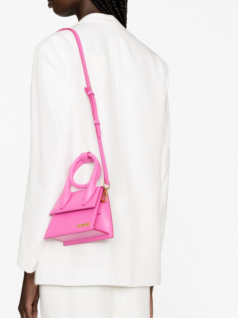 JACQUEMUS Le Chiquito Noeud Leather Tote Bag Fuchsia