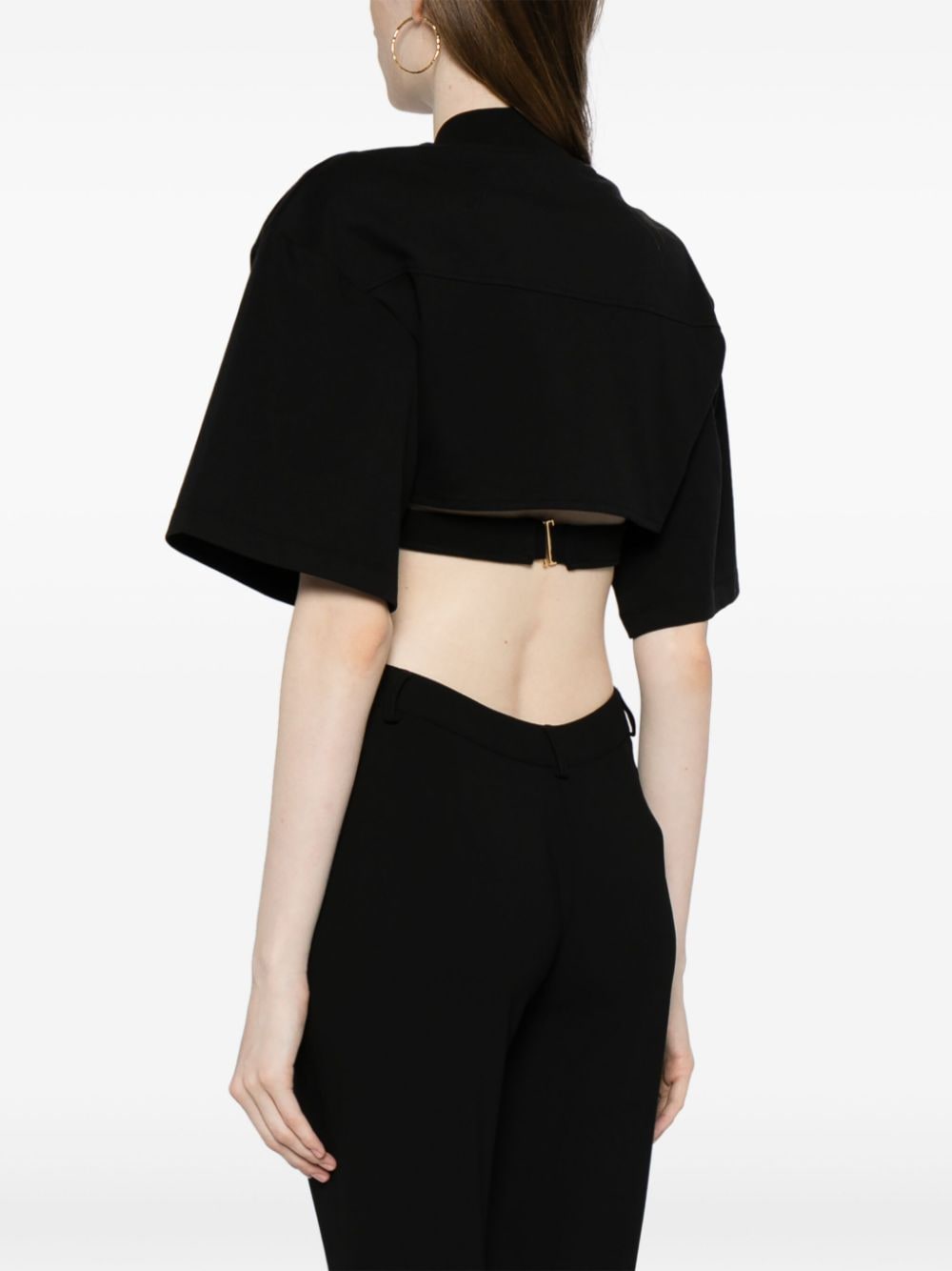 JACQUEMUS Cropped Twist Top In Black