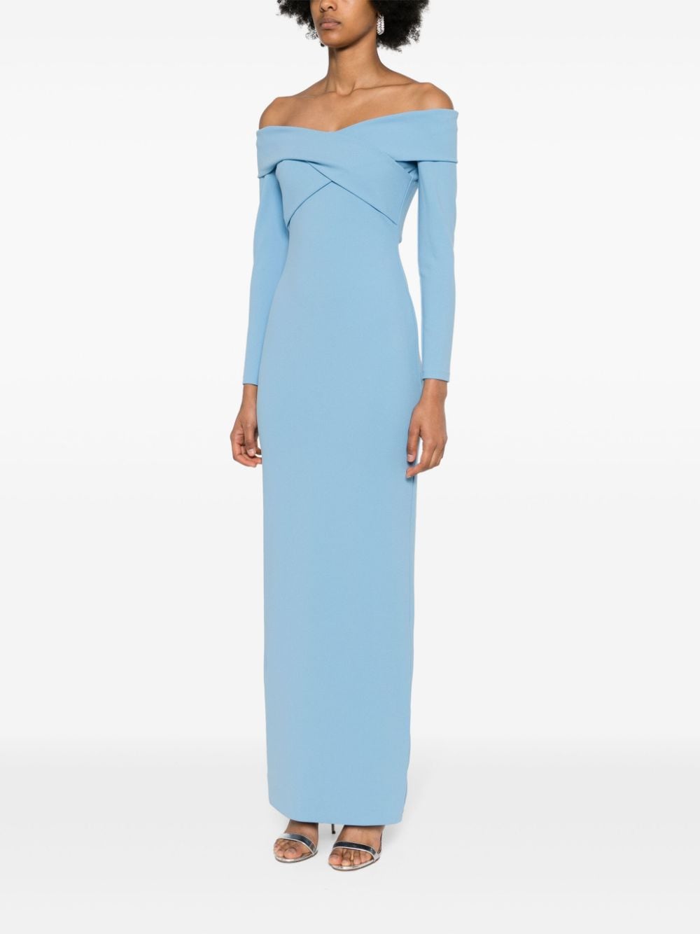 Solace London Off-Shoulder Maxi Dress Clear Blue