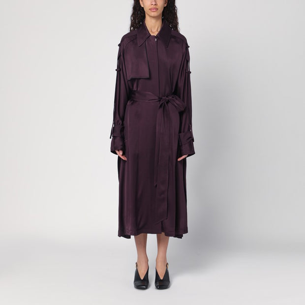 Victoria Beckham Eggplant Colour Single-breasted Trench Coat