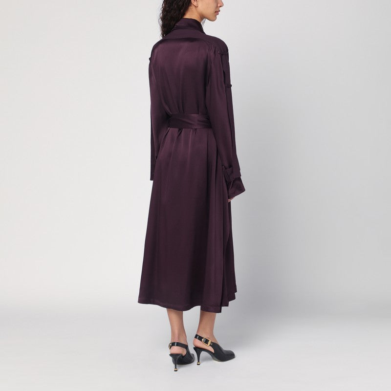 Victoria Beckham Eggplant Colour Single-breasted Trench Coat