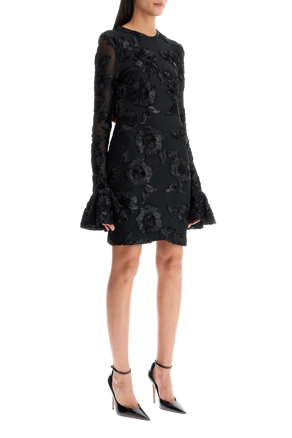 Rotate 'mesh Mini Dress With Embroidered Flower Details