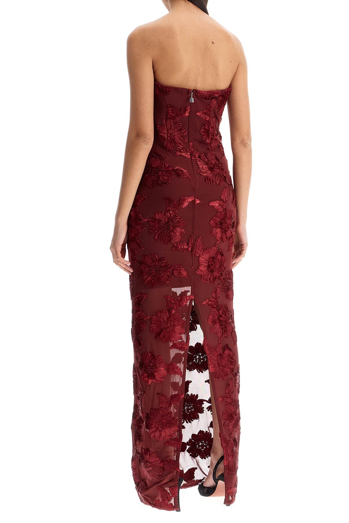 Rotate Long Mesh Dress With Embroidered Flowers