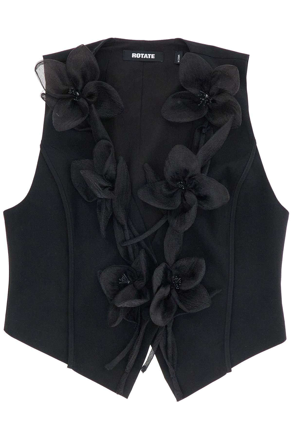 Rotate Black Vest In Recycled Fabric With Flowers