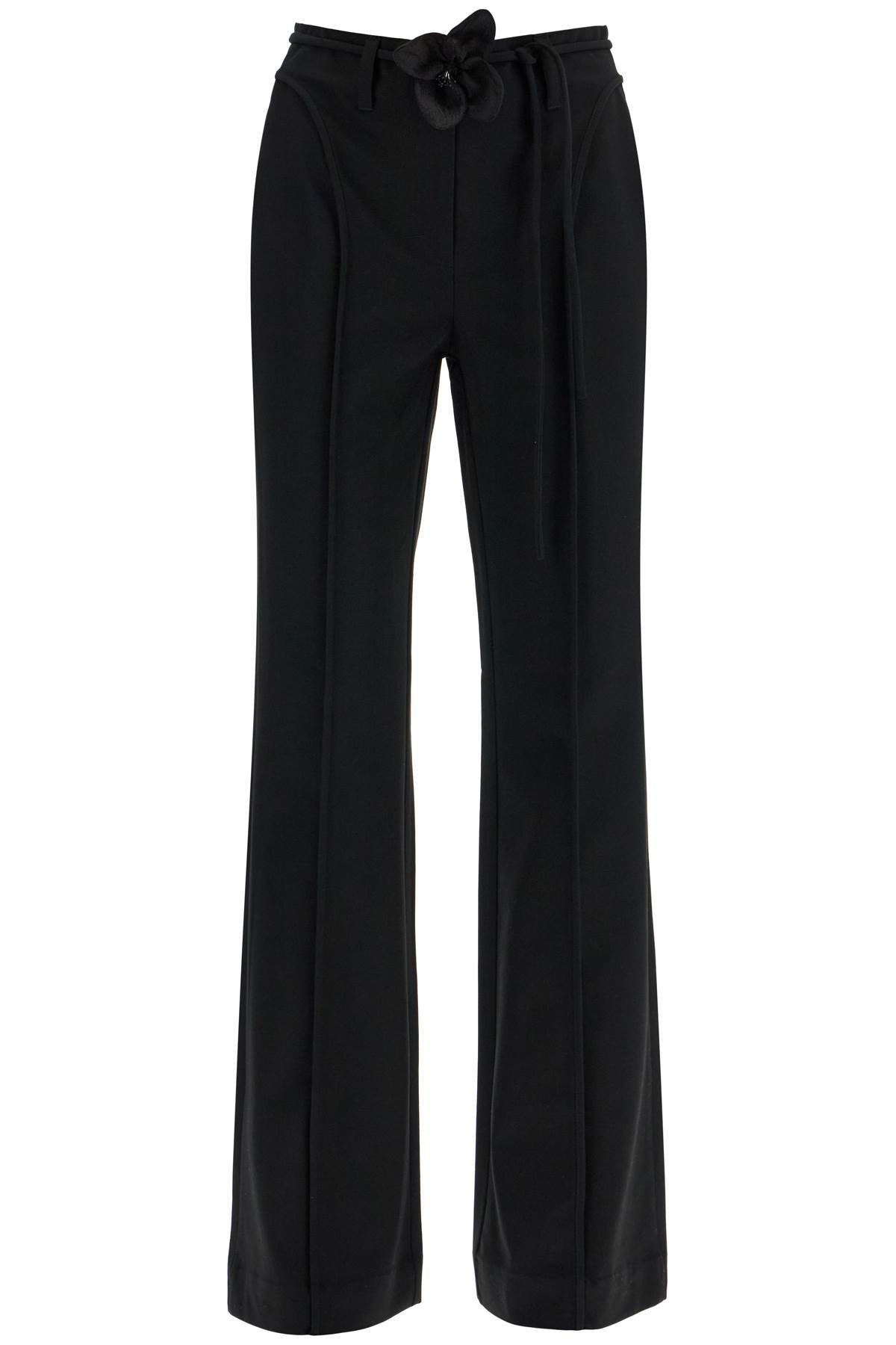 Rotate Elegant Black Recycled Polyester Pants With Flower