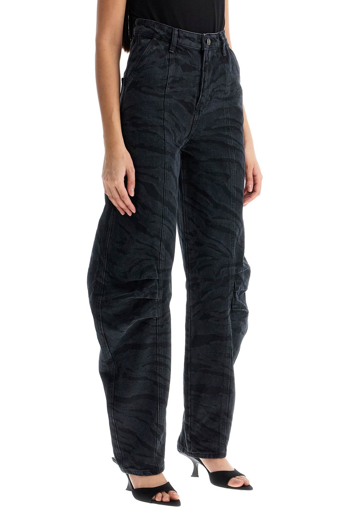 Rotate Zebra Print Barrel Jeans