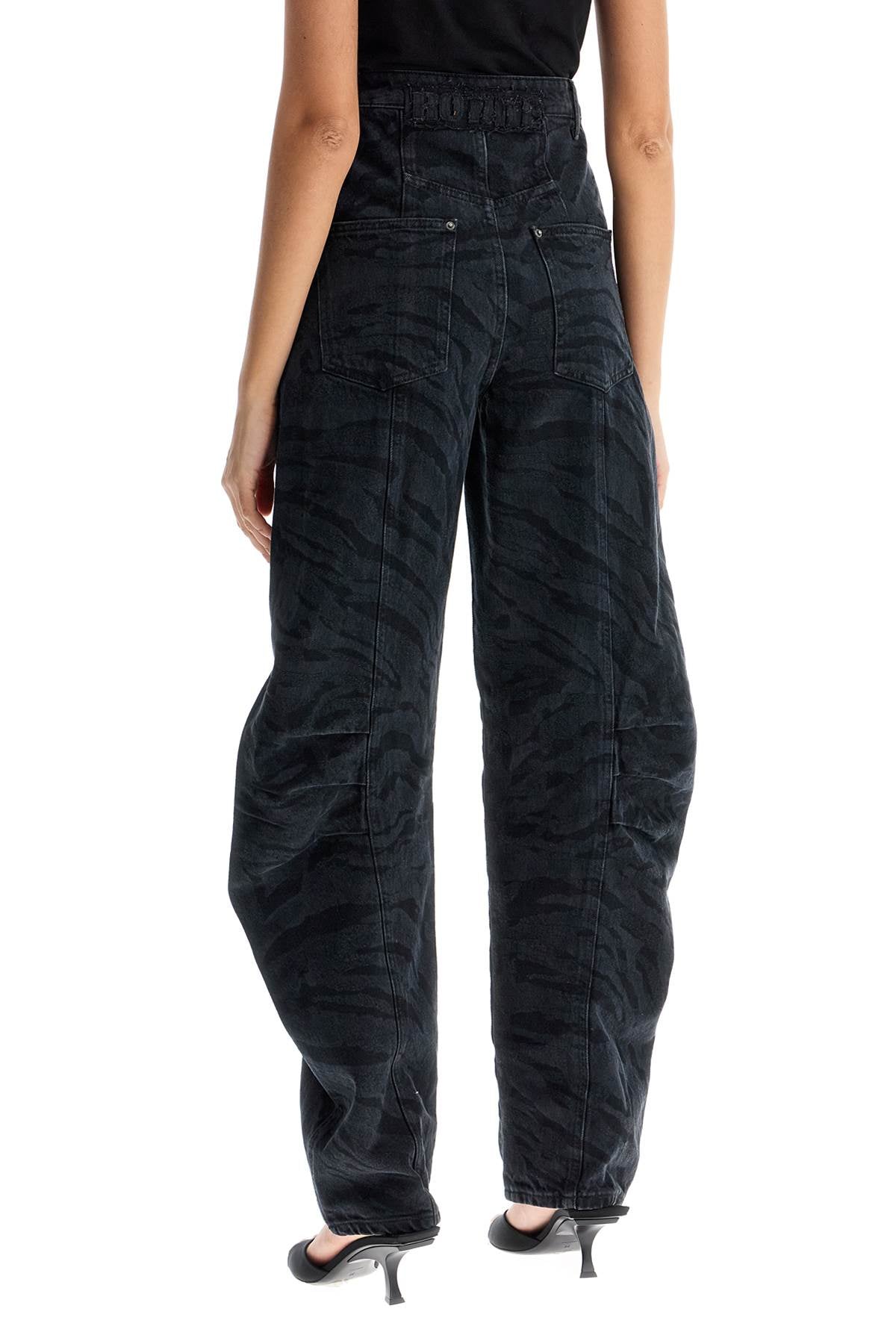 Rotate Zebra Print Barrel Jeans