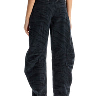 Rotate Animal Print Barrel Jeans