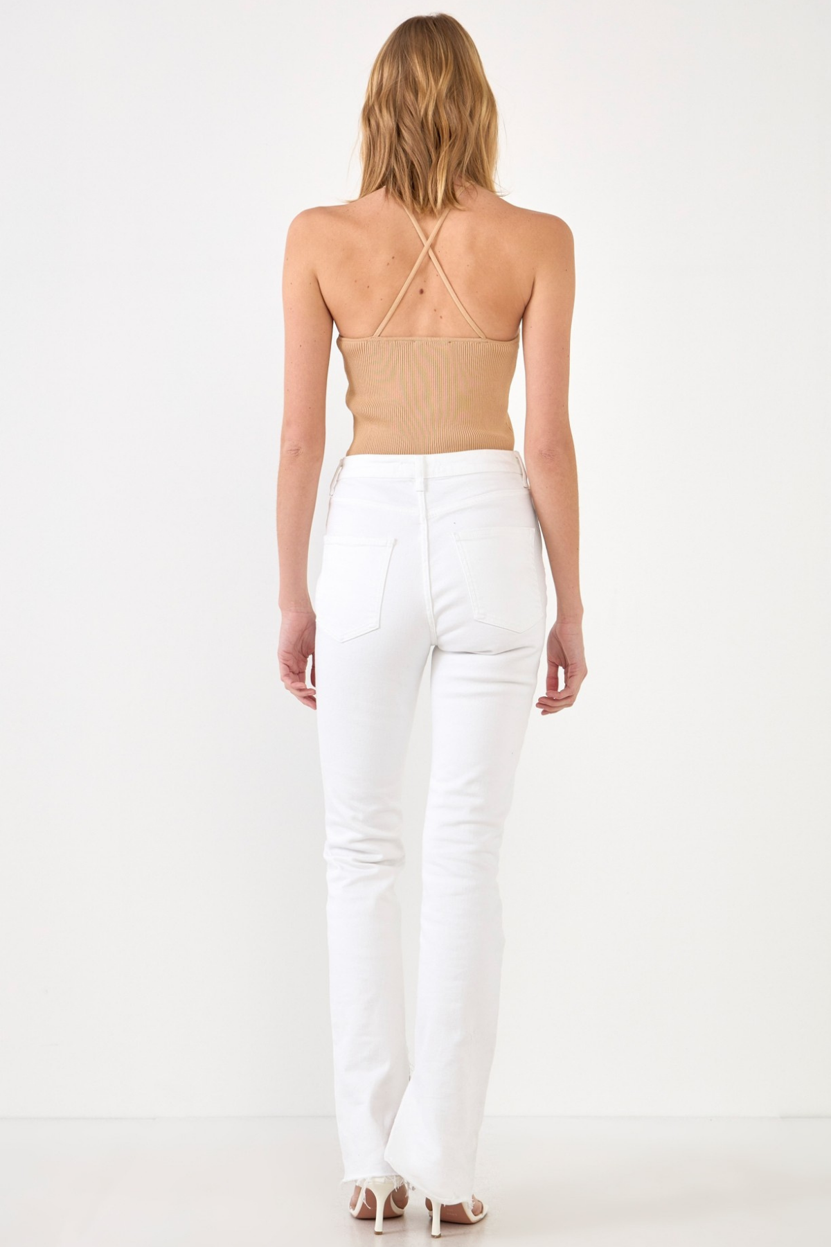 Gianine LUZ BEIGE Rib Knit Top
