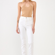 Gianine LUZ BEIGE Rib Knit Top