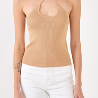 Gianine LUZ BEIGE Rib Knit Top