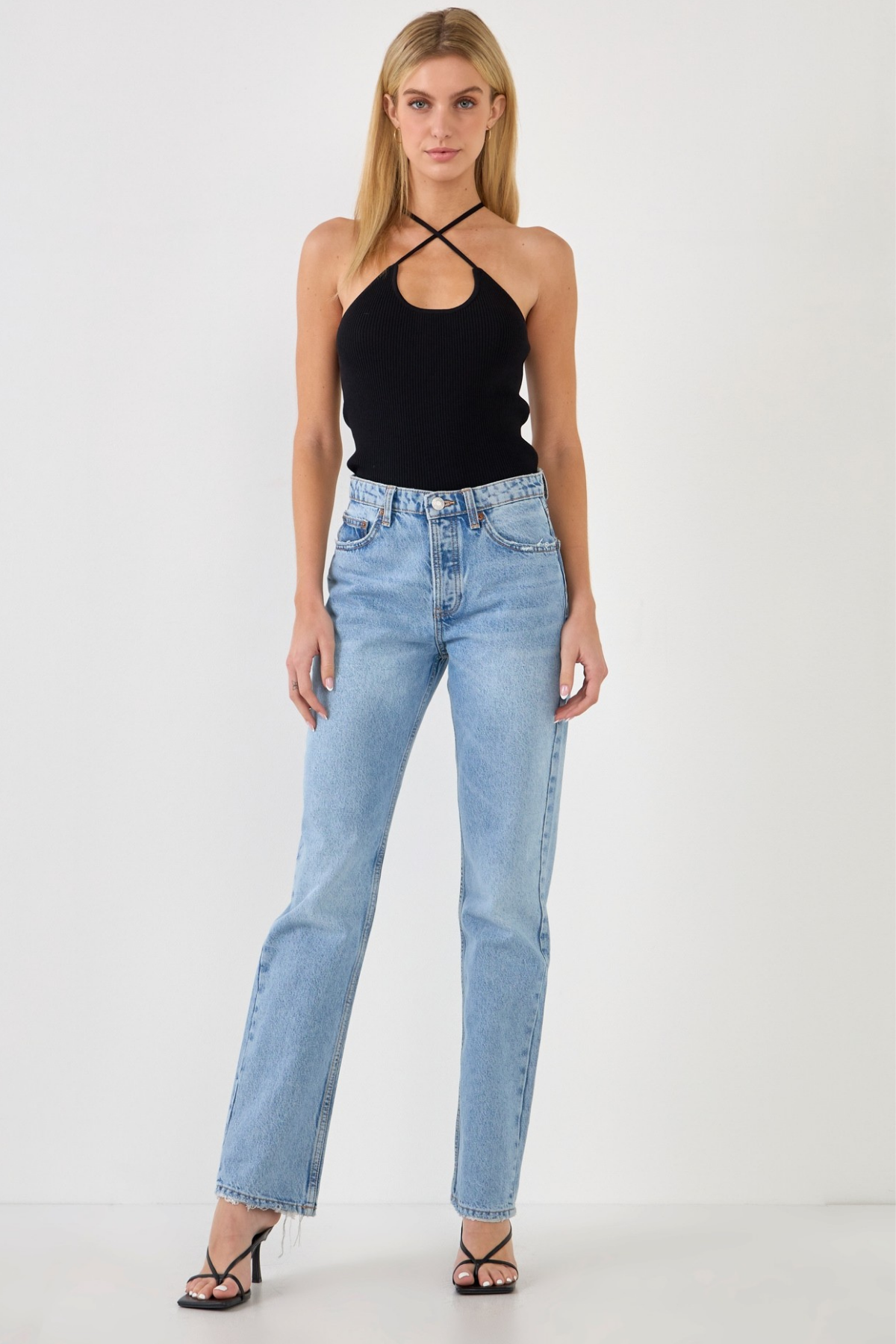 Gianine LUZ BLACK Rib Knit Top